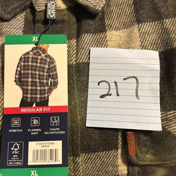 Chaps Men's Knit Flannel Shirt Green XL Stretch - Picture 10 of 10